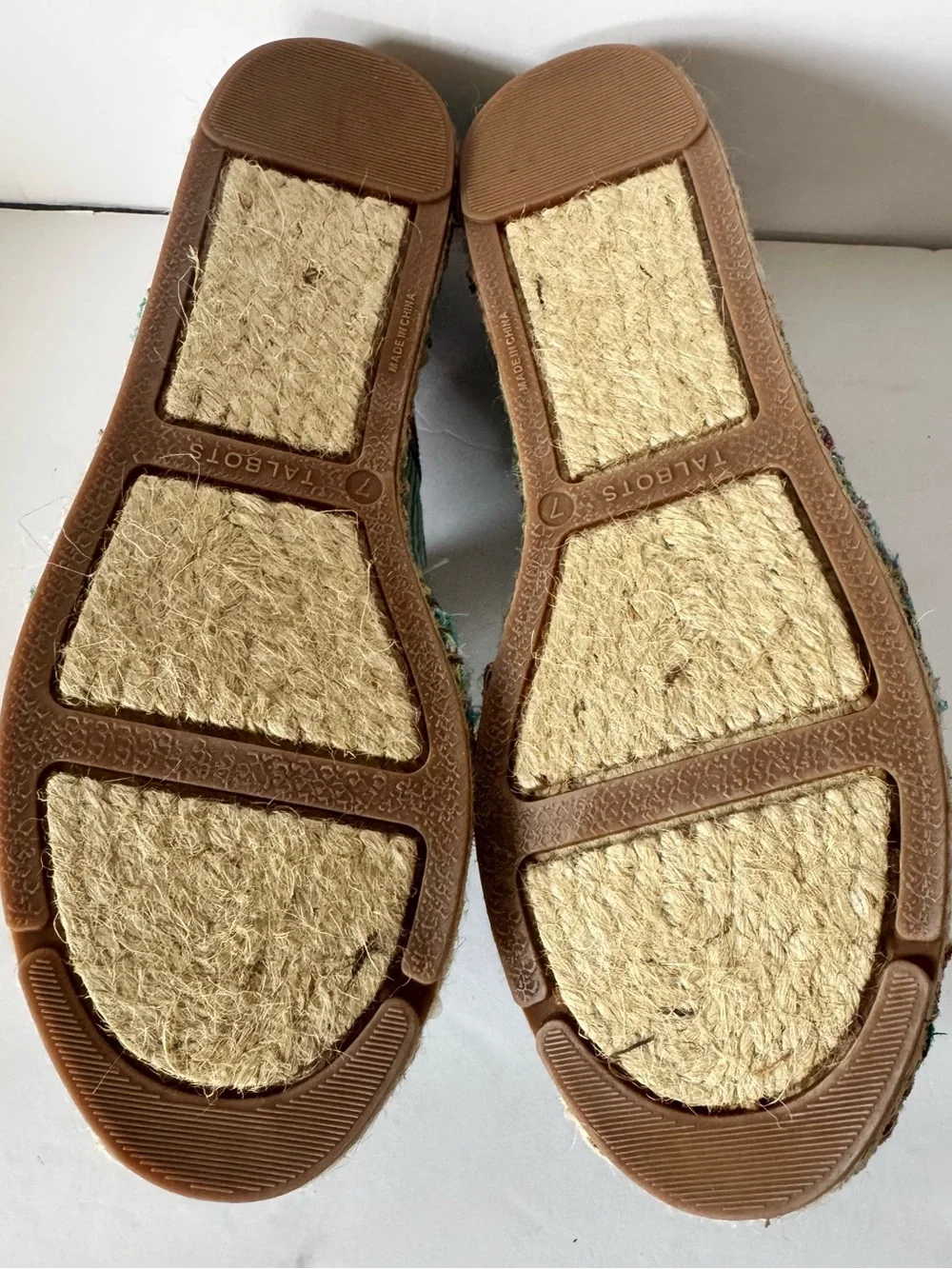 Talbots Women’s 7 Plaid knot Espadrille Flats Teal Pink Slip On Shoes Classic